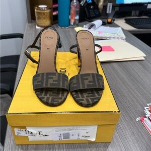 Fendi Brown FF Logo Slingback Sandals BRAND NEW NEVER USED